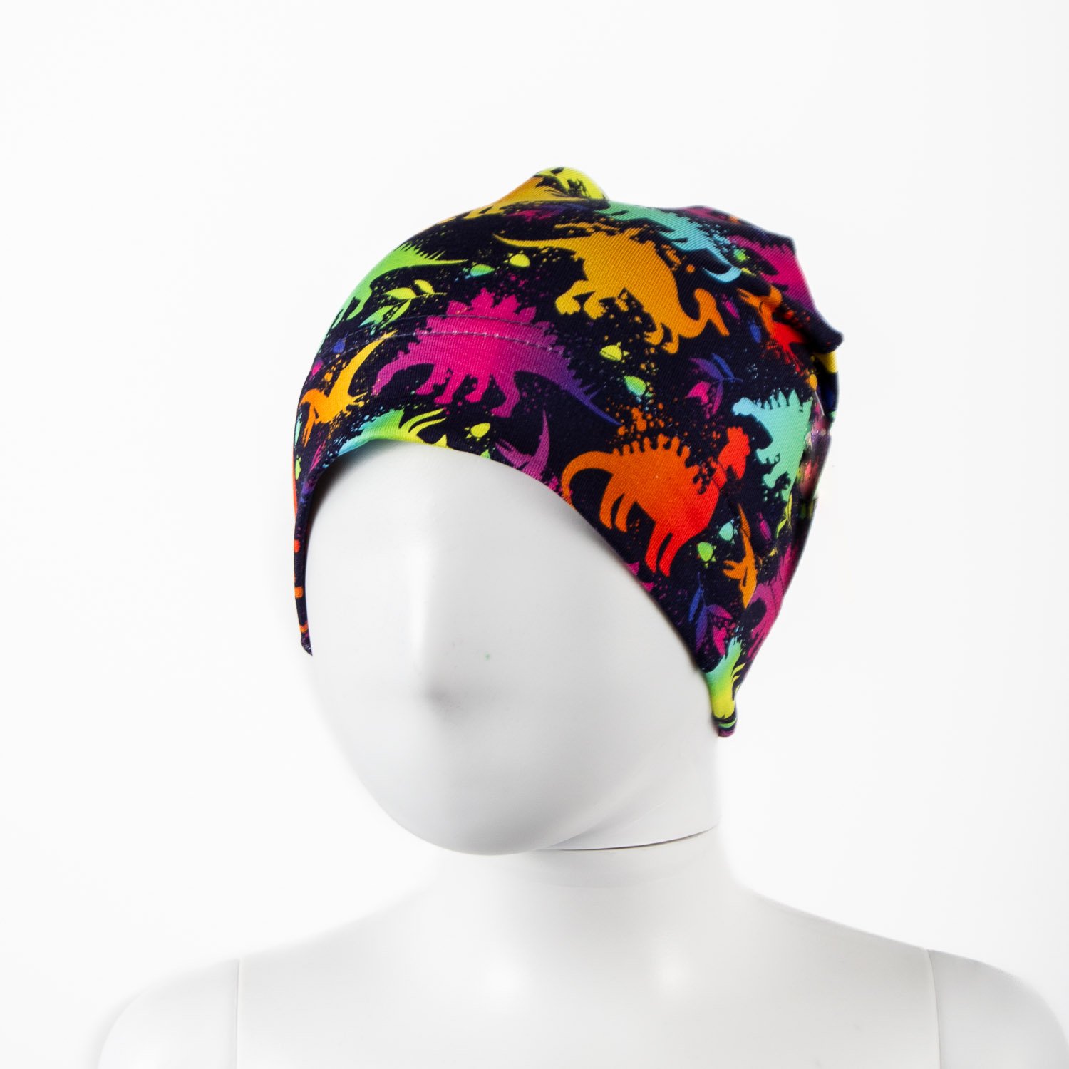 Dětská čepice - barevní dinosauři