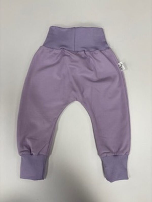 Fialové kojenecké tepláky s pružným pasem