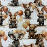 Roztomilá zvířátka s balonky v pastelových barvách.